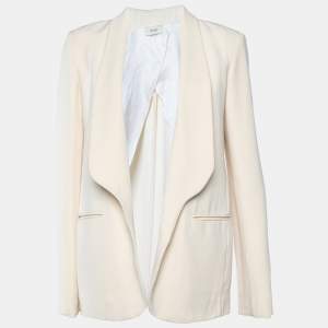 Celine Cream Silk Crepe Open Front Blazer S 