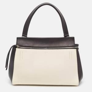 Celine Black/White Leather Medium Edge Top Handle Bag