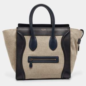 Pre Owned Celine Tricolor Canvas and Leather Mini Luggage Tote