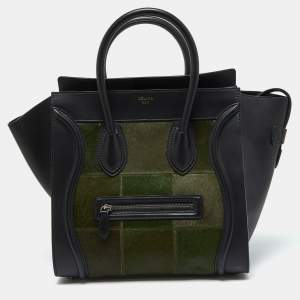 Pre Owned Celine Tricolor Calfhair and Leather Mini Luggage Tote