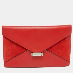 Celine Orange Suede and Leather Diamond Clutch