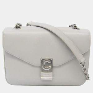 Celine Light Grey Leather Medium C Shoulder Bag