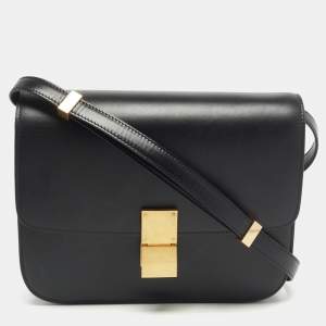 Celine Black Leather Medium Classic Box Shoulder Bag