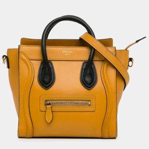 Celine Bicolor Leather Nano Luggage Tote Bag