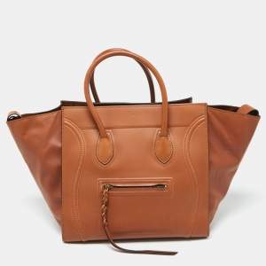 Pre Owned Celine Brown Leather Medium Luggage Phantom Tote