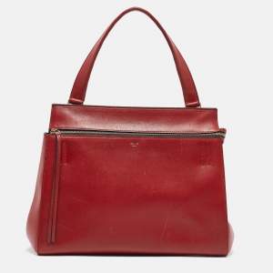 Celine Red Leather Medium Edge Top Handle Bag