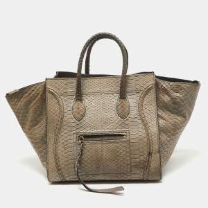 Celine Beige Python Medium Luggage Phantom Tote