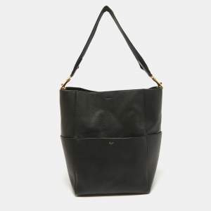 Celine Black Leather Sangle Bucket Bag