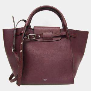 Pre Owned Celine Wine Big Small Leather Handbag