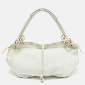 Celine White Leather Bittersweet Studded Hobo