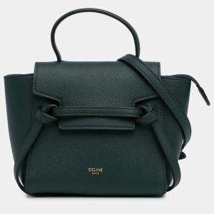  Celine Green Leather Pico Satchel Bag