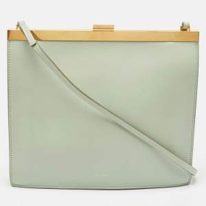 Celine Light Green Leather Clasp Crossbody bBag