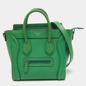 Celine Green Leather Nano Luggage Tote