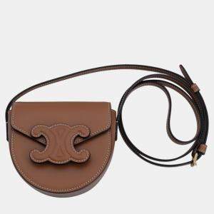 Celine Brown Calfskin Leather Mini Besace Bag 