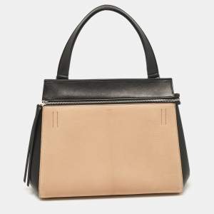 Celine Black/Beige Leather Medium Edge Top Handle Bag