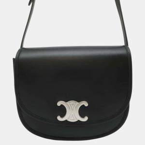 Celine Black Calf Leather Triomphe Busas Shoulder Bag Size Medium