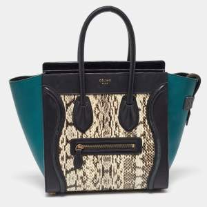 Celine Multicolor Leather and Snakeskin Micro Luggage Tote