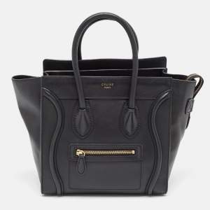 Celine Black Leather Micro Luggage Tote