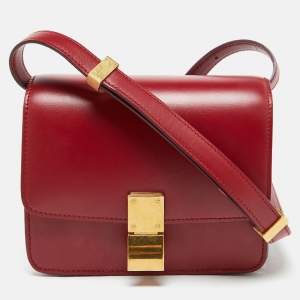 Celine Red Leather Small Classic Box Crossbody Bag