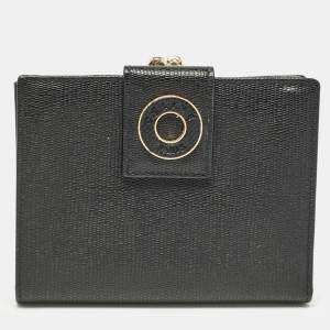 Celine Black Textured Leather Vintage French Wallet