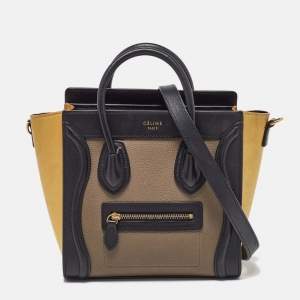 Pre Owned Celine Tricolor Leather Nano Luggage Tote