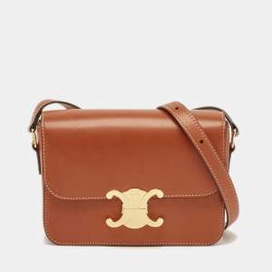 Celine Brown Leather Triomphe Shoulder Bag