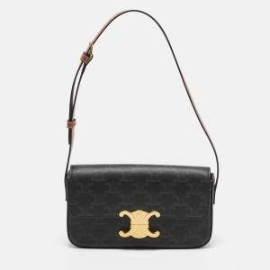 Pre Owned Celine Tan Triomphe Canvas and Leather Claude Shoulder Bag