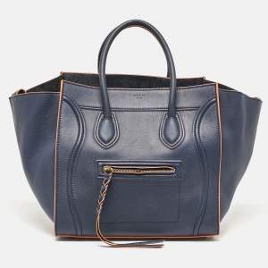 Celine Navy Blue Leather Medium Phantom Luggage Tote