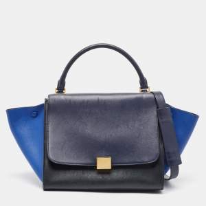 Pre Owned Celine Tricolor Leather Medium Trapeze Top Handle Bag