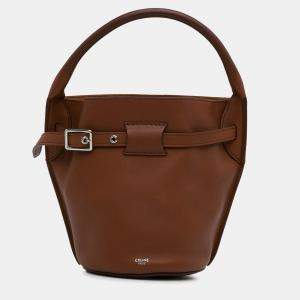 Celine Brown Calf Leather Nano Big Bucket Bag