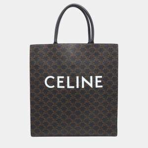 Celine Black/Brown PVC Leather Triomphe Vertical Cabas Bag Size Large