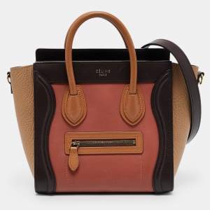 Celine Tricolor Leather Nano Luggage Tote