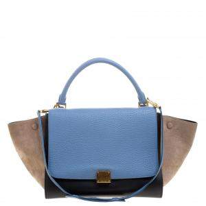 Pre Owned Celine Tri Color Leather Medium Trapeze Bag
