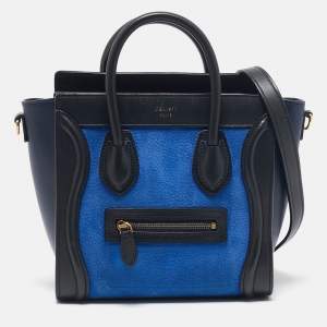 Pre Owned Celine Tricolor Nubuck and Leather Nano Luggage Tote