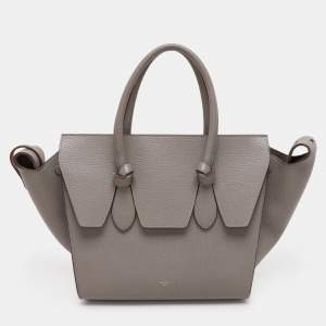 Pre Owned Celine Grey Leather Mini Tie Tote
