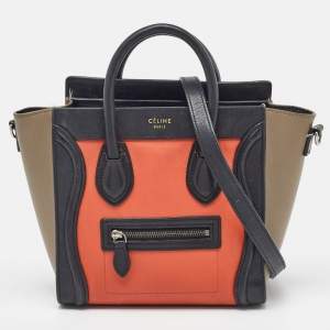 Pre Owned Celine Tricolor Leather Nano Luggage Tote