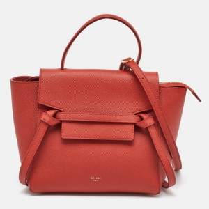 Celine Orange Leather Nano Belt Top Handle Bag