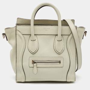 Celine Light Grey Leather Nano Luggage Tote