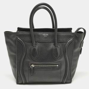 Celine Black Leather Micro Luggage Tote