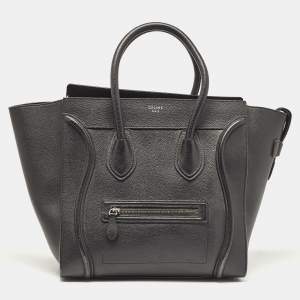Pre Owned Celine Black Leather Mini Luggage Tote