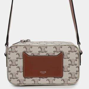 Celine Tan/Ecru PVC Coated Canvas Triomphe Shoulder Bag