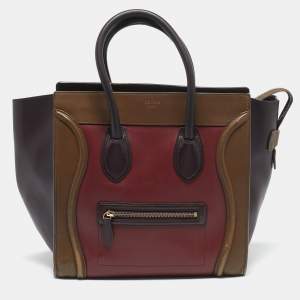 Celine Tricolor Leather Mini Luggage Tote