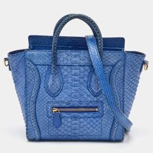 Celine Blue Python Nano Luggage Tote
