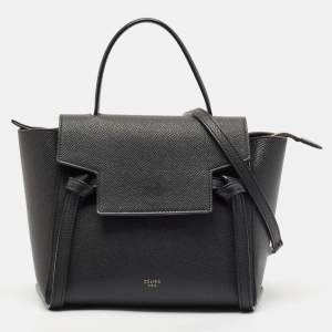 Celine Black Leather Nano Belt Top Handle Bag