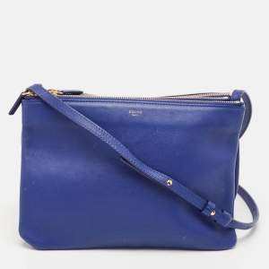 Celine Blue Leather Large Trio Zip Crossbody Bag