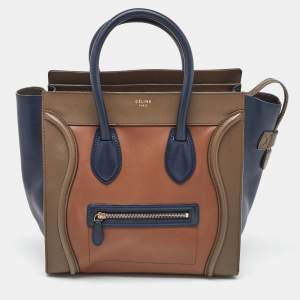 Celine Tricolor Leather Mini Luggage Tote