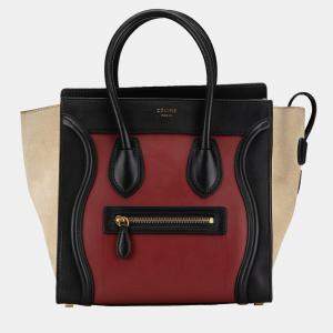 Celine Red Micro Tricolor Luggage Tote