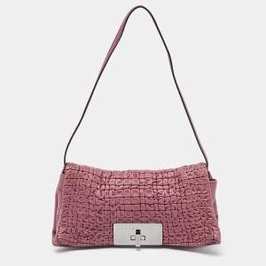 Celine Pink Leather Watch Me Flap Shoulder Bag