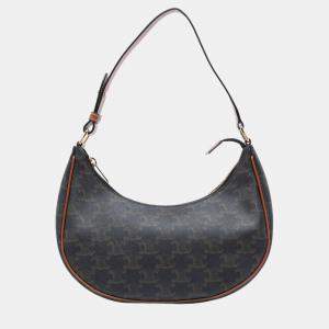 Celine Brown Triomphe Coated Canvas Ava Shoulder Bag