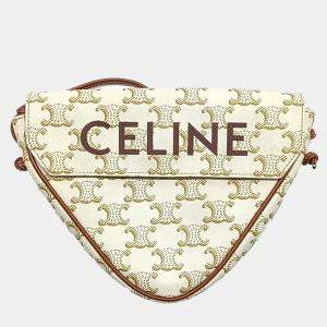 Celine Cream Canvas and Leather Triumph Triangle Bag